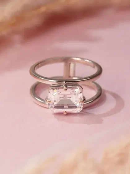 A different angle of the same modern silver ring, offering another perspective. We always provide multiple angles for key products.