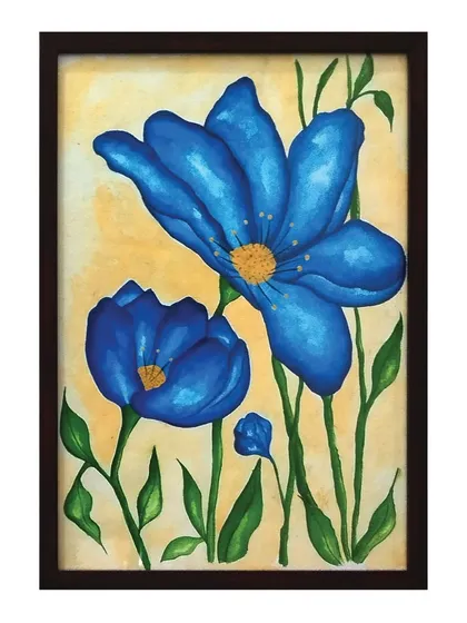 I love working with bold colors, and these blue watercolor flowers against a warm yellow background are a perfect example. This piece is about finding hope and beauty, a vibrant statement for any wall.