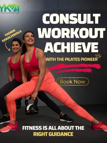 This graphic features me with Jacqueline Fernandez and highlights our "Consult, Workout, Achieve" philosophy. It all starts with the right guidance.
