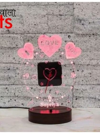 A personalized LED lamp designed to express your love. This one is customized with the name "Supriya" and features multiple hearts, making it a sweet and personal gift.