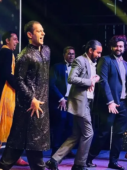 The guys having a laugh mid performance. Our choreography is all about enjoying the process and having fun with your friends on stage.
