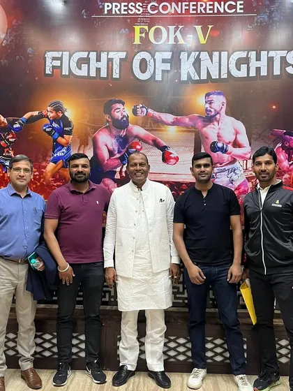 With officials and guests at the Fight of Knights press conference.