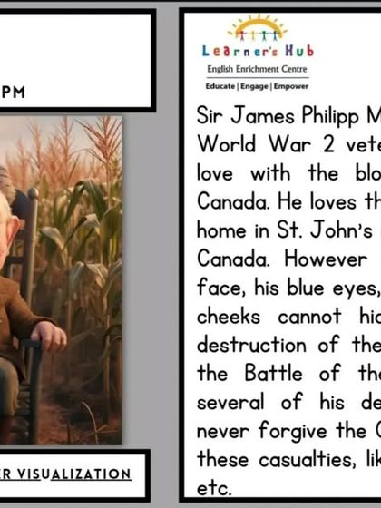 Vihaan, a Grade 5 student, created this detailed character sketch of a retired World War 2 veteran. He skillfully weaves in historical details and emotional complexity, showing an impressive ability to build a character with a rich backstory.