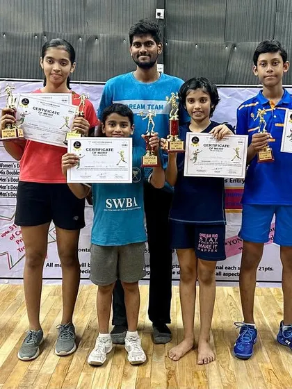 Our students from the advance batch showcasing their gold and silver medals from the Mumbai Suburban District Open Badminton Tournament. A fantastic end to the year.