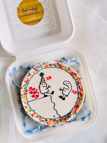 These images provide additional views of my hand-piped illustration cakes, showing the care and detail from every angle.