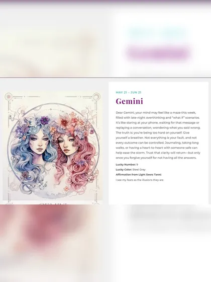 A look at the weekly tarot forecast for Gemini on my website. Each reading is accompanied by unique art to reflect the sign's energy for the week.