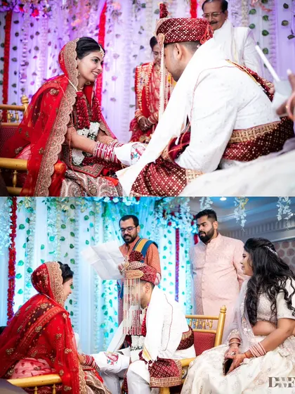A collage of the sacred Kanyadaan and other rituals at the mandap, capturing the emotional and traditional aspects of the ceremony.