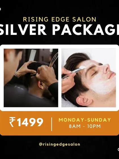 Get a complete grooming solution with my Silver Package. For just ₹1499, you get a professional haircut and a refreshing facial treatment. It's the perfect way to maintain your look and keep your skin healthy.