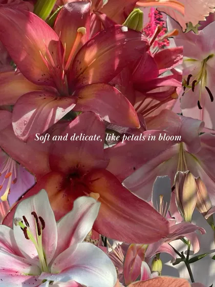 Soft and delicate, like petals in bloom. Floral notes are at the heart of many of my creations. This image captures the essence of lily blossom, a scent that is both elegant and soothing.