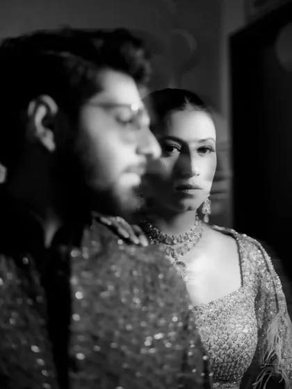 An artistic, blurry monochrome portrait that feels like a captured memory. This shot focuses on emotion and mood rather than sharp details, creating a poetic and timeless image.