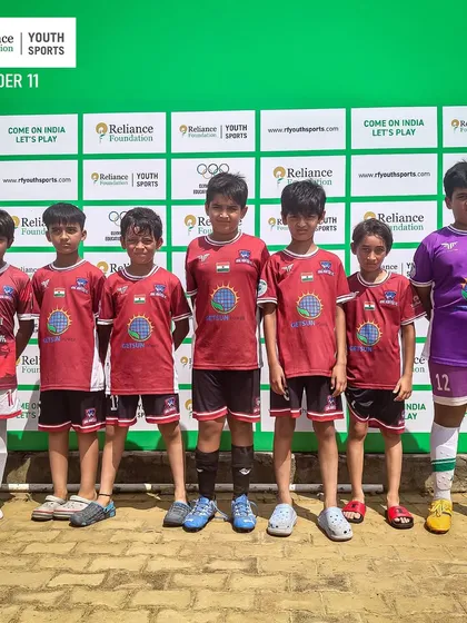 Our Under-11 team, lined up and ready to compete at the Reliance Foundation Youth Sports tournament.
