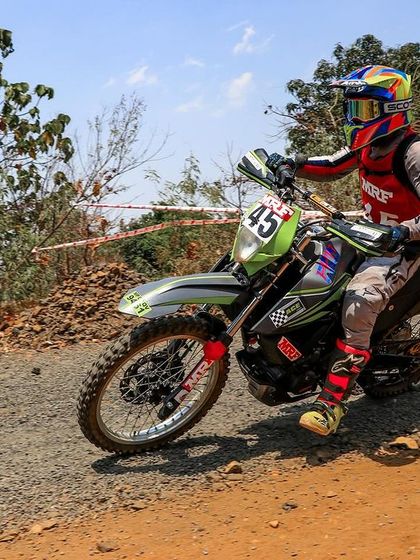Anish Shetty navigating a gravel section during the INRC rally.