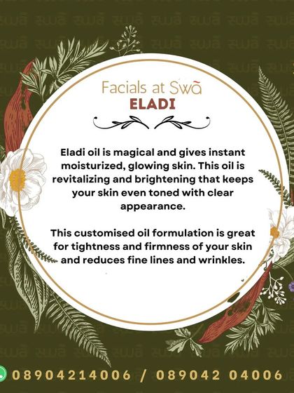 The Eladi facial features a magical oil that provides instant moisture and a clear, even-toned glow. This customized formulation is excellent for improving skin tightness and firmness while reducing fine lines.