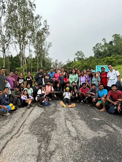A large group photo from our Kurinjal trek, showcasing the size of our trekking community.