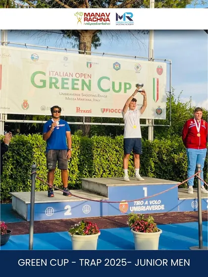 A proud podium moment for our shooter Aryavansh Tyagi, who secured the silver medal in the Trap Junior Men event at the prestigious Italian Open Green Cup 2025.