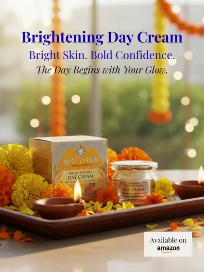 Bright skin, bold confidence. My Brightening Day Cream is an essential part of any festive ritual, ensuring your day begins with your glow.