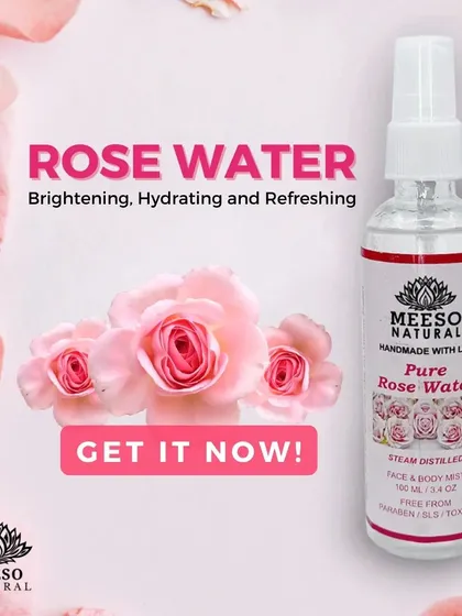 My Pure Rose Water is a versatile must-have for any skincare routine. It is traditionally steam-distilled from fresh roses and contains no additives. Use it as a refreshing face mist, a hydrating toner, or as a base to mix with my powder face packs.