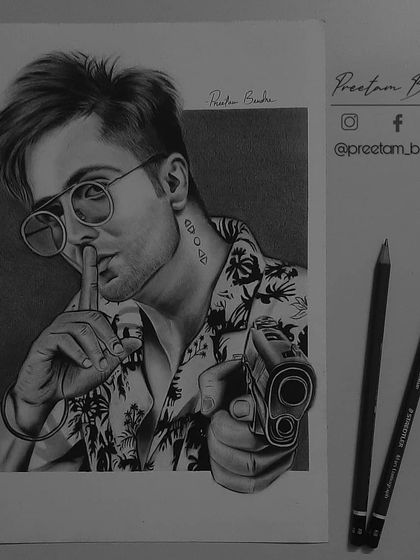 My 90-hour photorealistic pencil drawing of Punjabi singer Harrdy Sandhu. I used the grid method to ensure perfect proportions for this complex, high-impact pose.