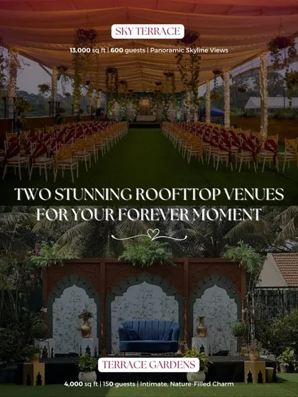 I offer two distinct rooftop venues to match your vision. Choose the sprawling Sky Terrace for a grand affair with panoramic city views, or the lush Terrace Garden for a more intimate, nature-filled gathering.