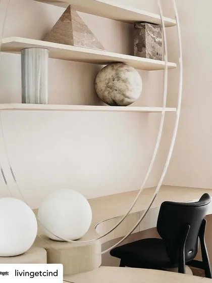 The unique floating bookshelf in the daughter's room, a key detail from our Livingetc feature.