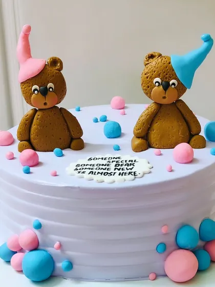 Another adorable gender reveal cake, which is always high in demand! The pink and blue theme keeps everyone guessing until the first slice.