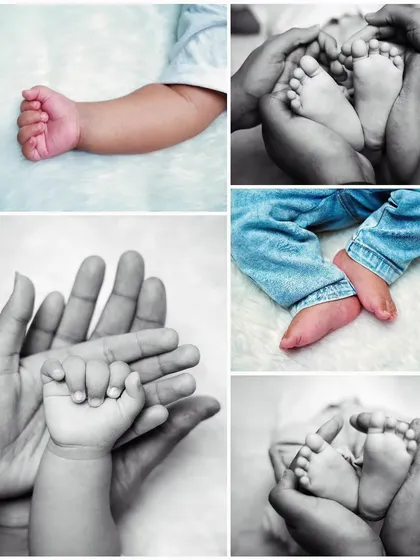 Sometimes it's the little details that mean the most. We create beautiful collage portraits of tiny hands and feet, preserving the memory of just how small they were.