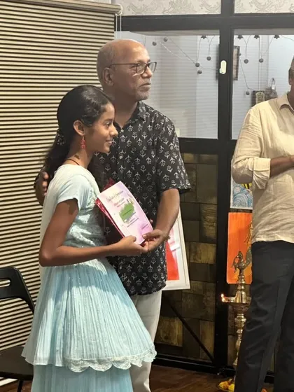 I am so proud of my student, Saanvi Rane, a 7th grader who received an 'A' grade in her grade exam. Here she is receiving her certificate at our annual prize distribution ceremony.