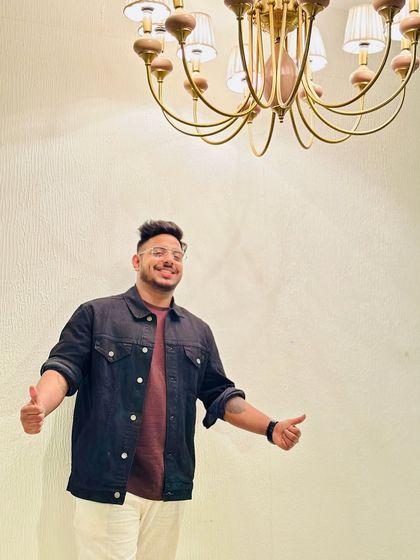 The music is what keeps me going. A candid shot of me feeling happy and energetic, ready for the next event.