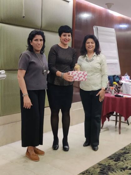 Receiving a gift at the Winning Stree event. I'm grateful for the warm reception and the opportunity to contribute.