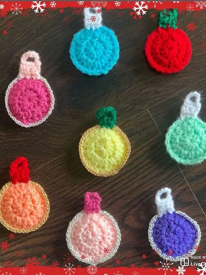 A full set of the handmade bauble ornaments, ready to add a rainbow of color to your Christmas decor.