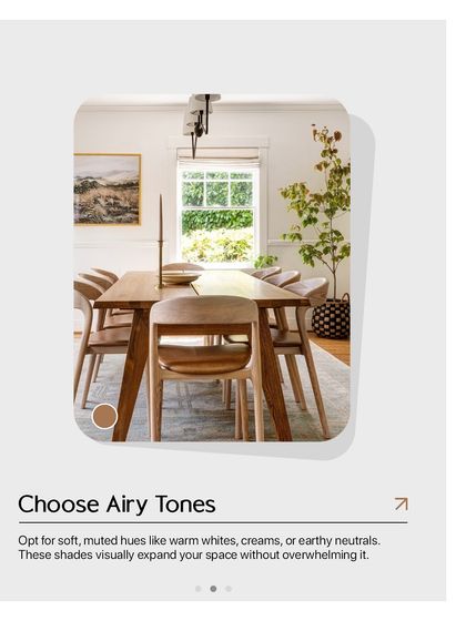 A simple hack for small spaces: choose airy tones like warm whites, creams, or earthy neutrals to visually expand your room without overwhelming it.