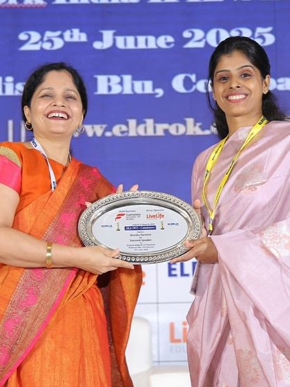 Receiving an award at the Eldrok Coimbatore Summit. This recognition from the K-12 education sector is a testament to the impact of our programs.