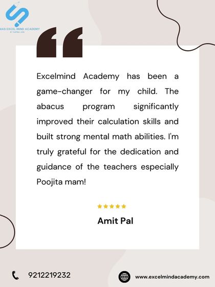 Amit Pal calls our abacus program a "game-changer" for his child, noting significant improvement in calculation skills and strong mental math abilities.