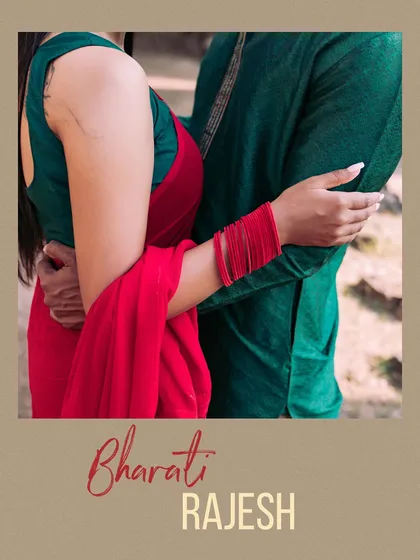 A close-up detail shot focusing on their embrace. This image highlights the traditional attire, from the red bangles to the green kurta, celebrating their cultural heritage.