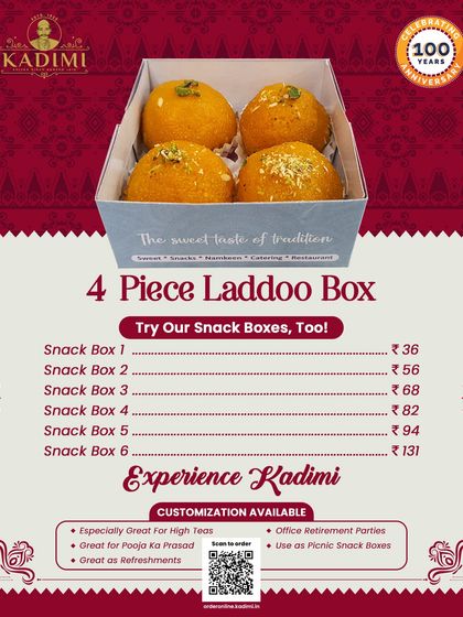Laddoo and Snack Boxes for Every Occasion. From a simple 4-piece laddoo box for pooja to various customizable snack boxes, we have options for every need and budget.