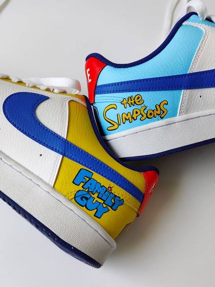 The heels of the sneakers feature the logos of both shows, making it clear this is a crossover episode for your feet.