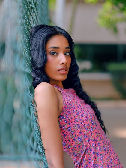 A close-up portrait with a soft, dreamy feel, perfect for a romantic or feminine brand.