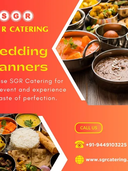 As wedding planners, we help you experience the taste of perfection. This collage of various thalis and meal setups shows the diverse and delicious menu options we can plan for your event.