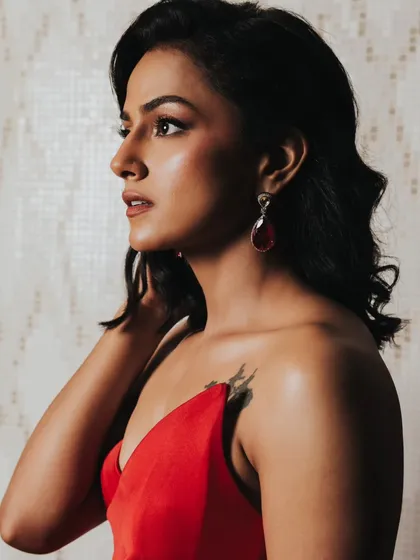 I styled the incredible Shraddha Srinath for the IIFA Utsavam awards in Abu Dhabi. This striking red gown by John & Ananth creates a powerful silhouette, perfect for a major red carpet event. The look is completed with bold jewelry from Azotiique, ensuring she stood out.