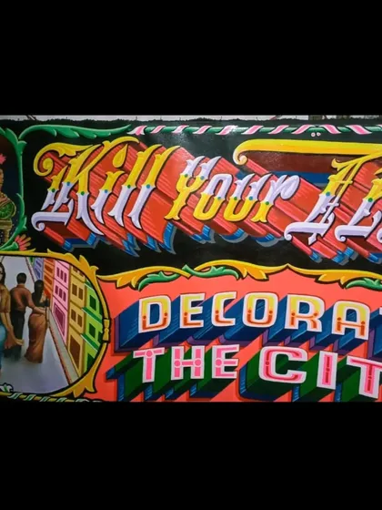 A detail of the "Kill Your Television" sign.