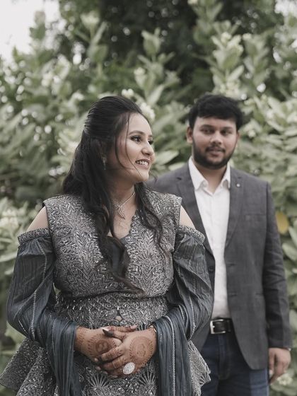 Another beautiful shot from the pre-wedding shoot. The makeup is subtle, enhancing her features for a natural and romantic look.