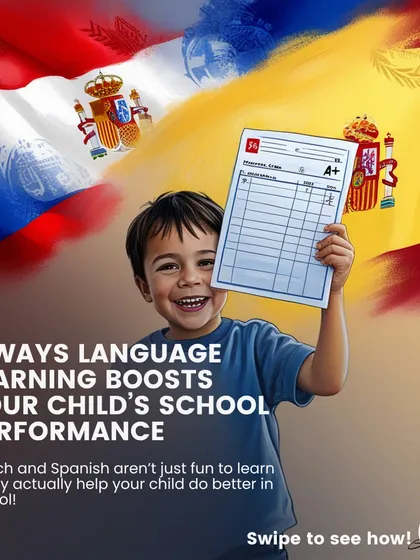 Did you know that learning a new language can actually improve your child's overall school performance? This is the first of five reasons showing how our French and Spanish classes help boost skills in math, logic, and reading.