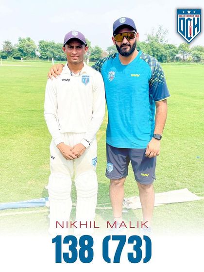 Celebrating two more centuries from my players. Swarnim Bansal (155) and Nikhil Malik (138) continue to dominate.