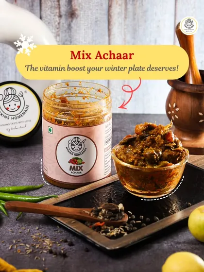 Our Mix Achaar is the perfect vitamin boost for your winter plate. It's a delicious medley of vegetables and spices.
