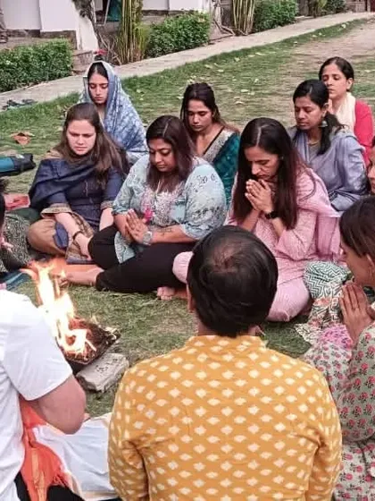 The YTTC begins with a Hawan, a fire ceremony to purify the space and set positive intentions for the training ahead.