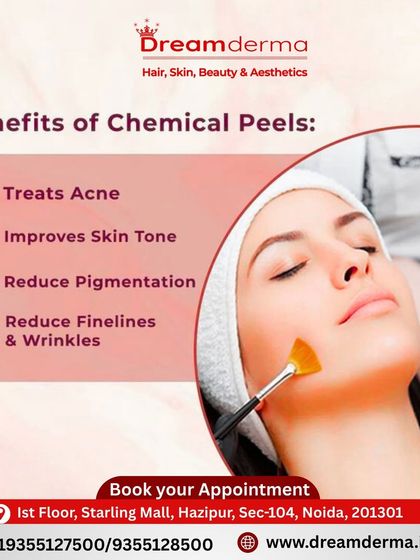 A client receiving a gentle chemical peel. This treatment is customized to treat acne, improve skin tone, reduce pigmentation, and soften fine lines and wrinkles.