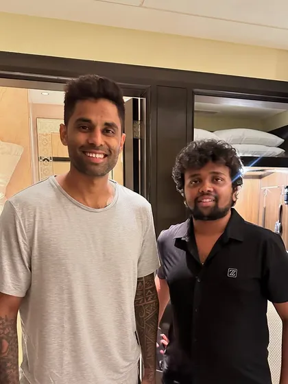 It's always a pleasure to work with one of the best, Suryakumar Yadav. Getting him camera-ready is part of my job, and I make sure the experience is convenient, whether at a hotel or home.