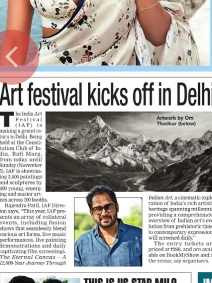 I was thrilled to be featured in the Delhi Times, The Times Of India, for the India Art Festival. This article highlights my artwork of the Himalayas.