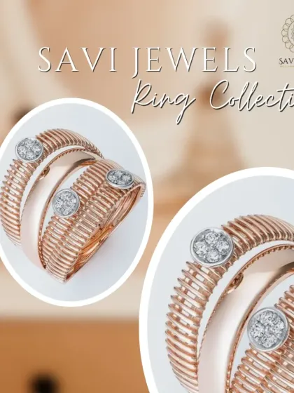 Texture and detail can completely transform a ring. This custom-designed piece features a unique ribbed texture in rose gold, beautifully contrasted by three modern, bezel-set diamond clusters.