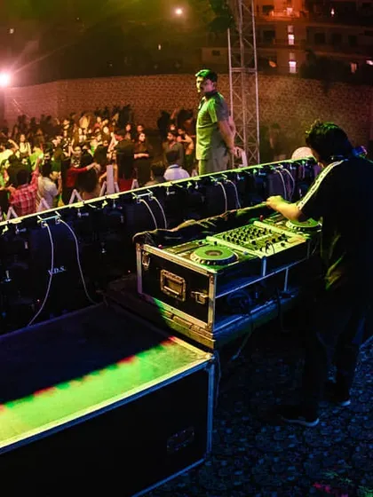 Another view of the massive crowd at the Muzaffarnagar Medical College fest. The outdoor setting and large stage allowed for a fantastic party atmosphere.